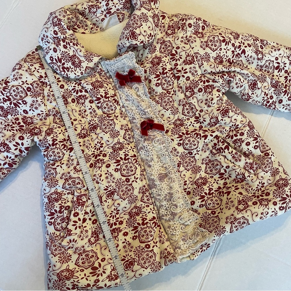 Mimi quilted floral and lace fleece lined toddler jacket coat - Picture 11 of 11